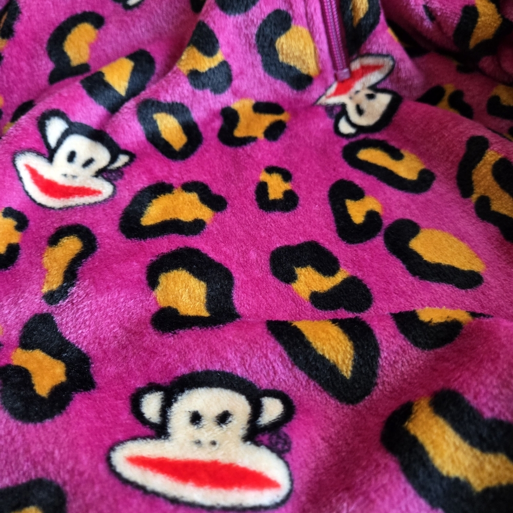 Paul Frank Julius Leopard Print Quarter Zip Fleece Pullover NwoT Size MEDIUM